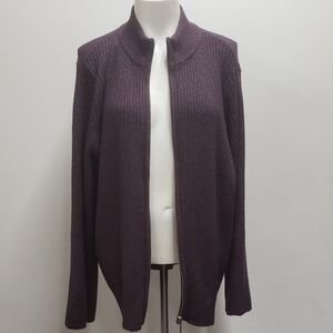 Livi Ribbed Knit Full Zip Cardigan Women's  18/20 In Purple Metallic NWT